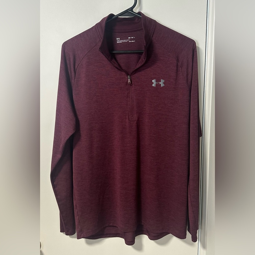 Under Armour Heat Gear 1/4 Zip Men’s Medium Maroon Pullover Loose Fit